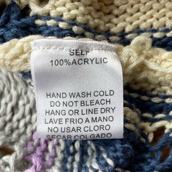 Easel Los Angeles Multicolor Colorful Knit Kimono Sleeve Boatneck Sweater - Picture 6 of 11